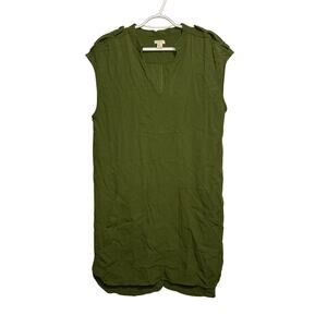 J crew green sleeveless pocket dress women medium career office business classic